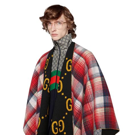 gucci poncho black|gucci wool and silk scarf.